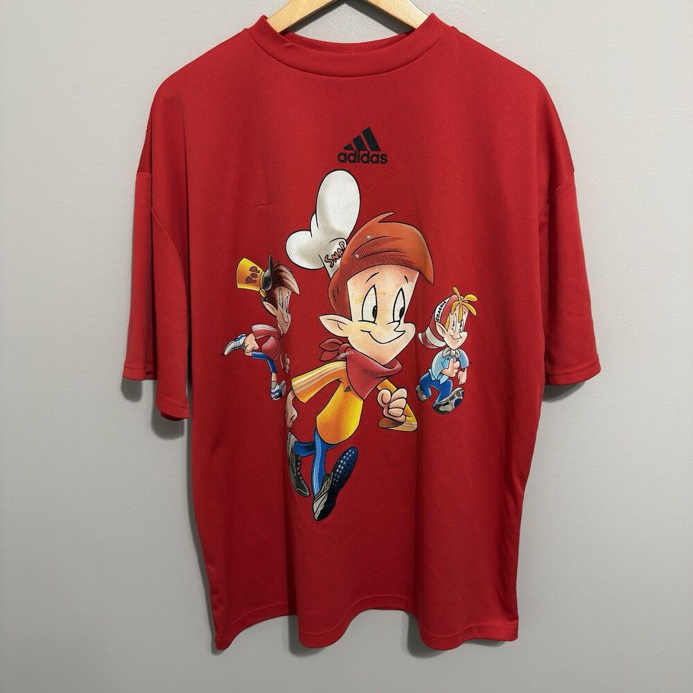 Vintage Adidas Snap Crackle Pop Cartoon Shirt Rare Y2K Rice Krispies Size XL